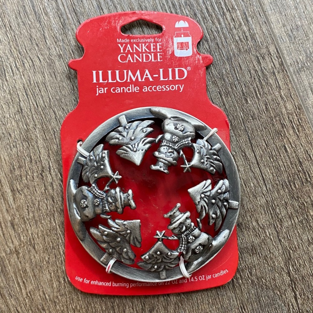 Yankee Candle Illuma-Lid Snowman and Trees Metal Jar Topper 1281979 Silver